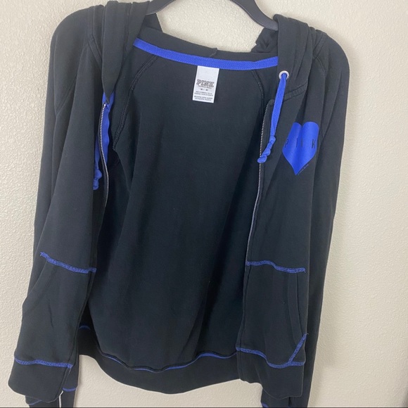 Victoria Secret Pink Zip Up Jacket Black with blue - Picture 9 of 10